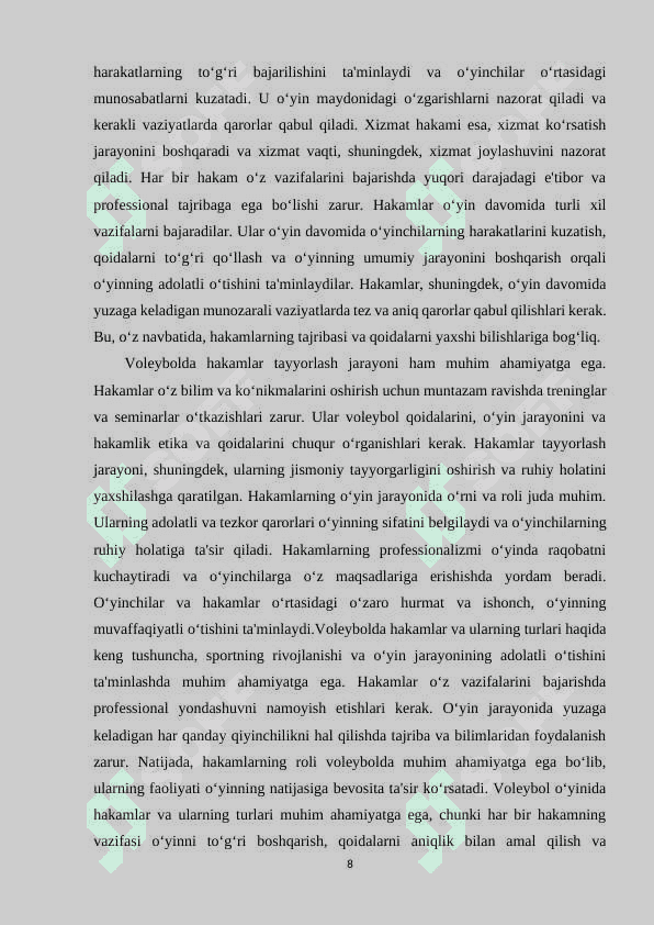 Hakamlar,ularning burchlari va rasmiy ishoralari. 8
