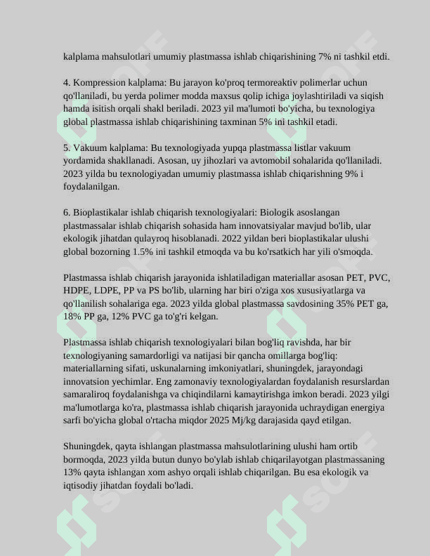 Plastmassa buyumlar ishlab chiqarish 4