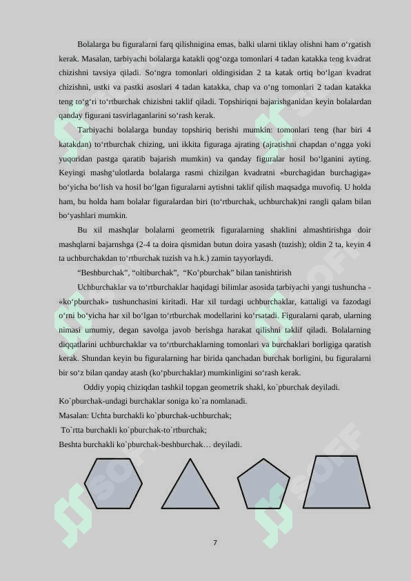 MAKTABGACHA TA’LIM TASHKILOTLARIDA MAKTABGA TAYYORLOV GURUH YOSHIDAGI BOLALARNING MATEMATIK TASAVVURLARINI SHAKLLANTIRISH 7