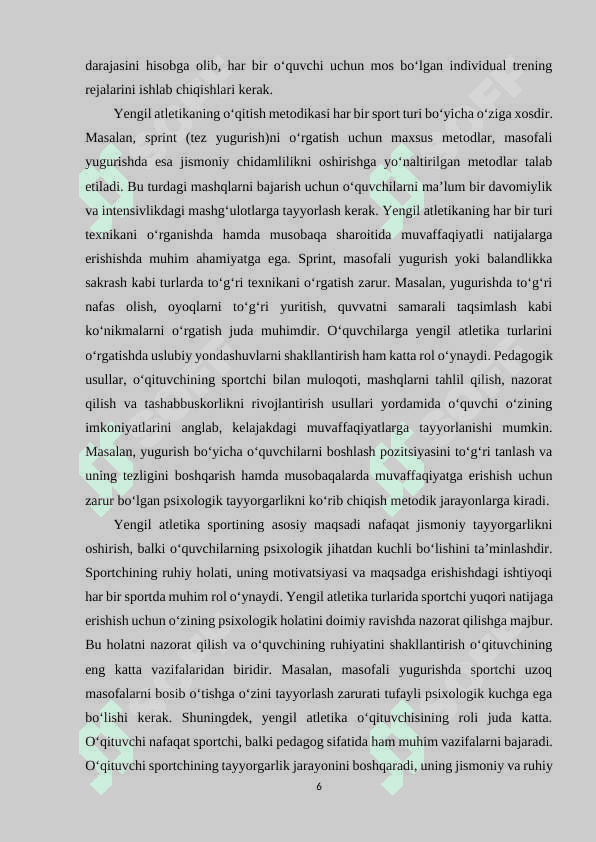 Yengil atletika va uni o‘qitish metodikasi fanining maqsadi hamda vazifalari 6