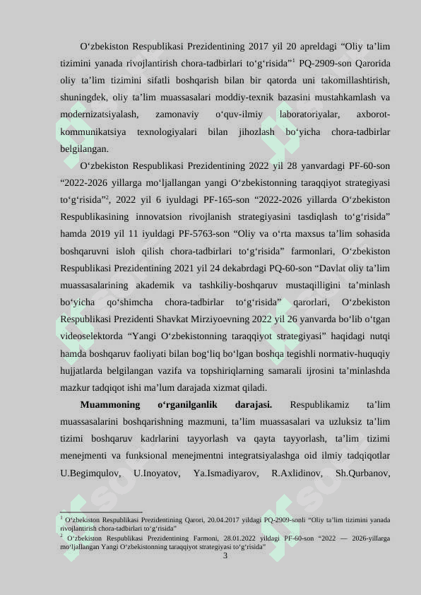 YANGI O‘ZBEKISTONDA OLIY TA’LIM MUASSASALARINI TIZIMLI RIVOJLANTIRISH 3