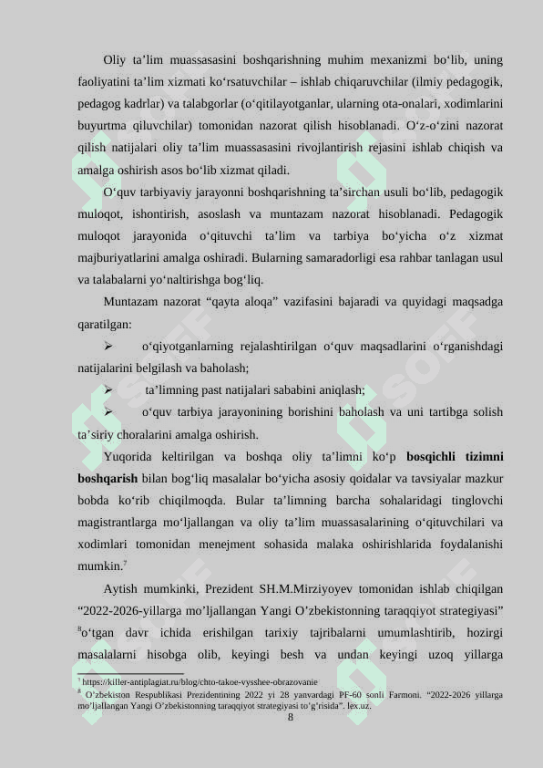 YANGI O‘ZBEKISTONDA OLIY TA’LIM MUASSASALARINI TIZIMLI RIVOJLANTIRISH 8