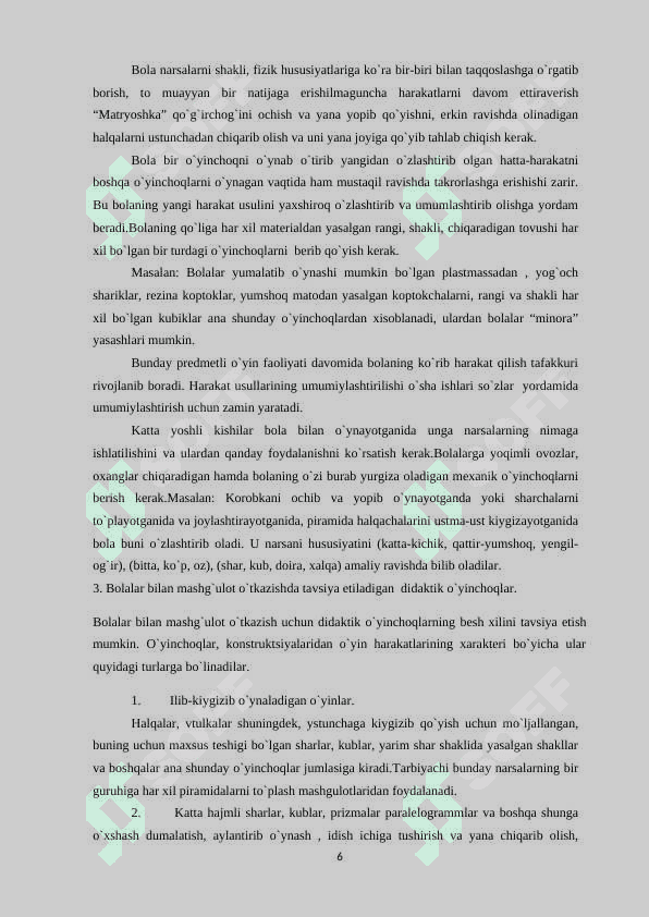 MAKTABGACHA TA’LIM TASHKILOTLARIDA KICHIK GURUH YOSHIDAGI BOLALARNING MATEMATIK TASAVVURLARINI SHAKLLANTIRISH 6