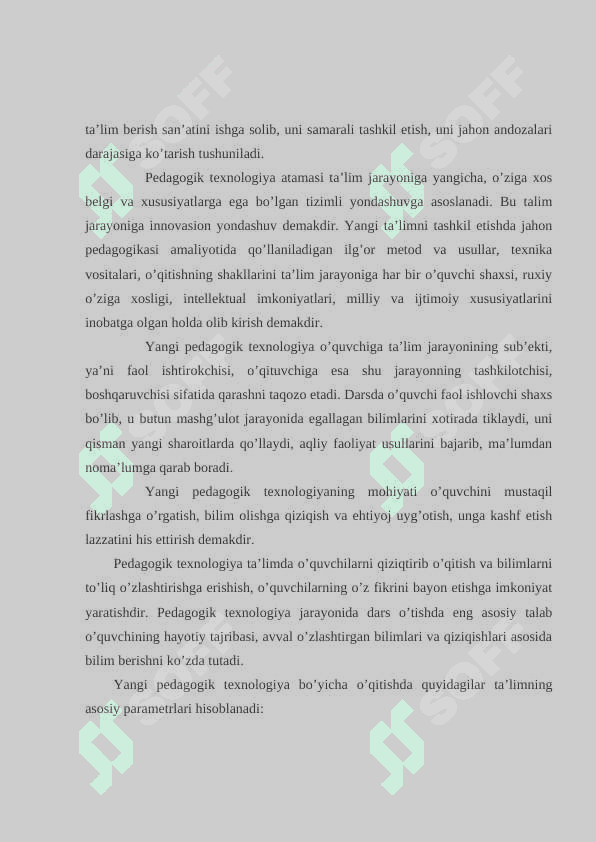 MILLIY G`OYA VA MA'NAVIYATGA OID DARSLARINI OLIB BORISHDA ZAMONAVIY PEDAGOGIK TEXNOLOGIYALARNI QO`LLASHGA QO`YILADIGAN TA'LABLAR 3