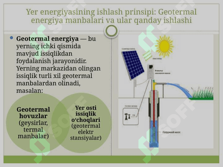Yer energiyasidan foydalanib binolarni isitish va sovutish. 5