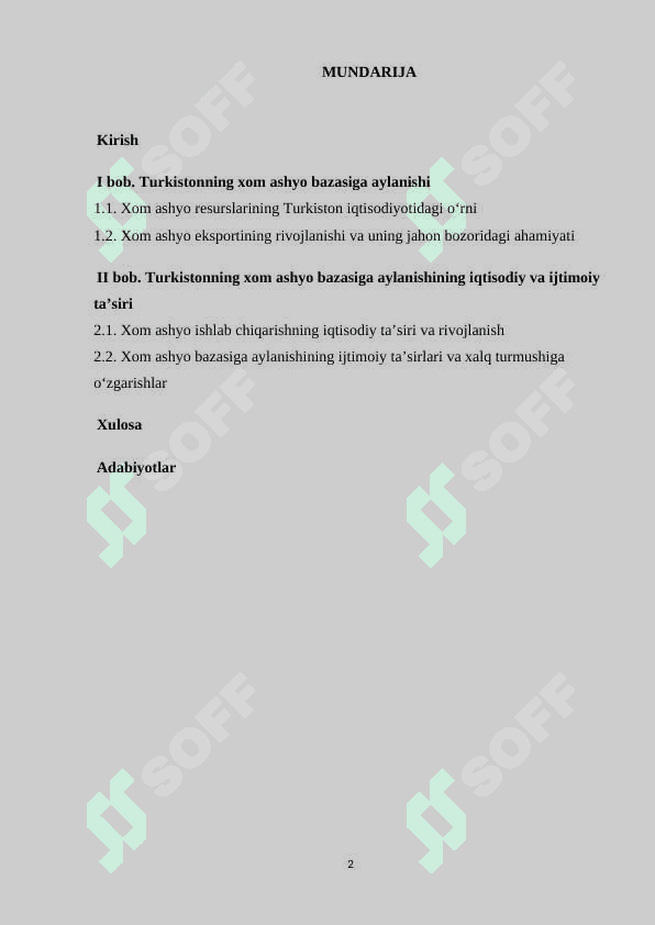 Turkistonning xom ashyo bazasiga aylantirilishi kurs ishi.docx 2