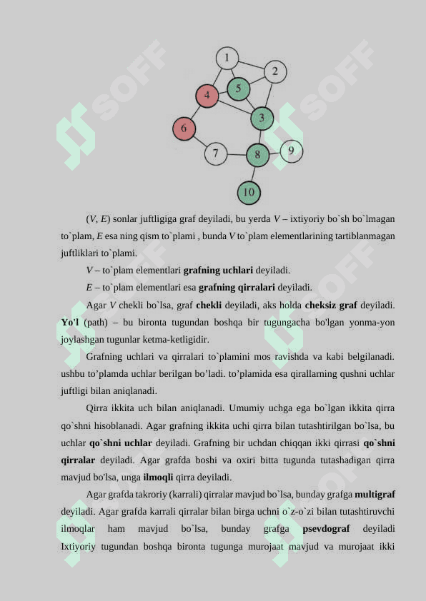 Maʻlumotlar tarmoq tuzilmalari. Graf tushunchasi va uning ko‘rinishlari. Graflarni tasvirlash usullari. 2