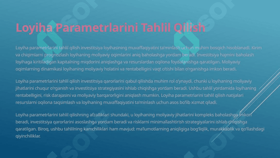 Sof diskont daromad uslubida loyixa samaradorligi baxolash 6