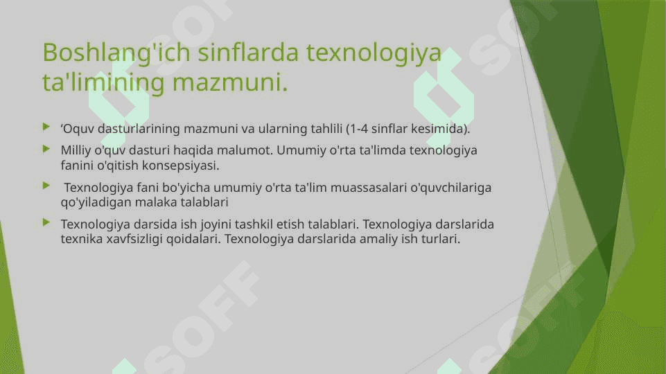 Boshlang'ich sinflarda texnologiya ta'limining mazmuni 2