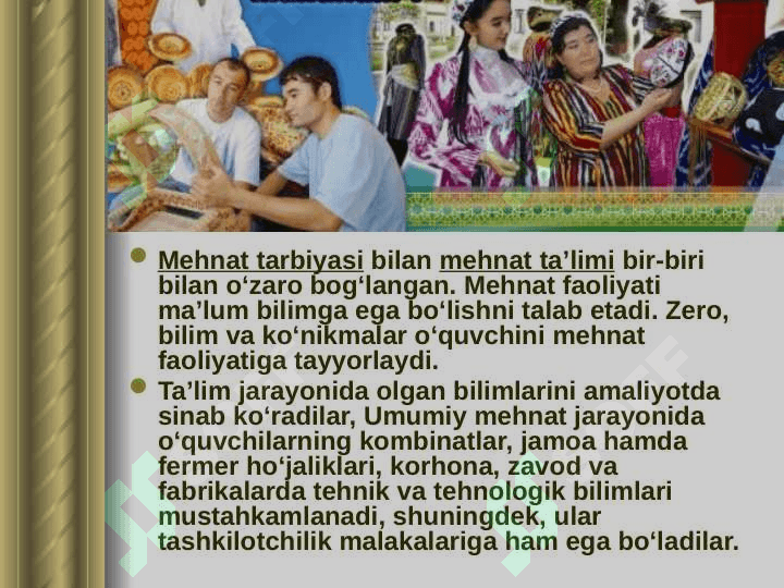 O`quvchilarning mehnat tarbiyasi. O`quvchilarning iqtisodiy tarbiyasi. 3