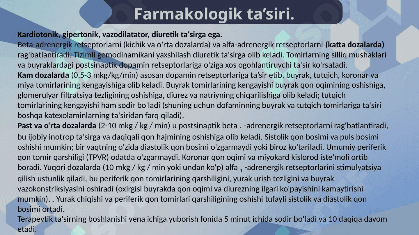DOPAMIN VA DOPAMINERGIK VOSITALAR. 5