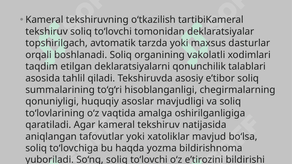 Kameral soliq tekshirish va o'tkazish 6