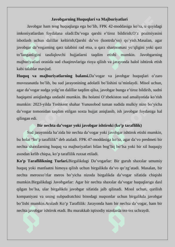 Fuqarolik sud ishlarini yuritish ishtirokchilari. 25 7
