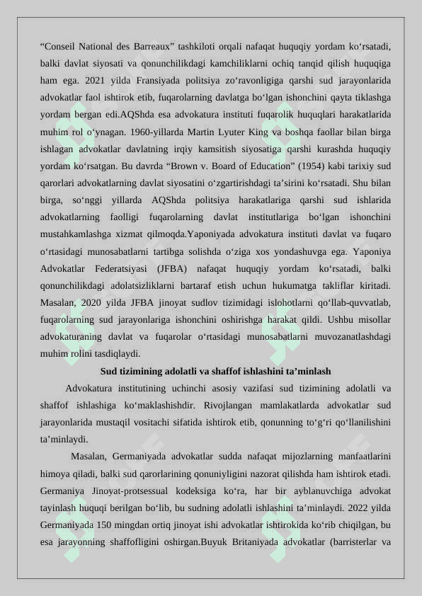 Rivojlangan mamlakatlarda advokatura institutining o‘ziga xos xususiyatlari 25 4