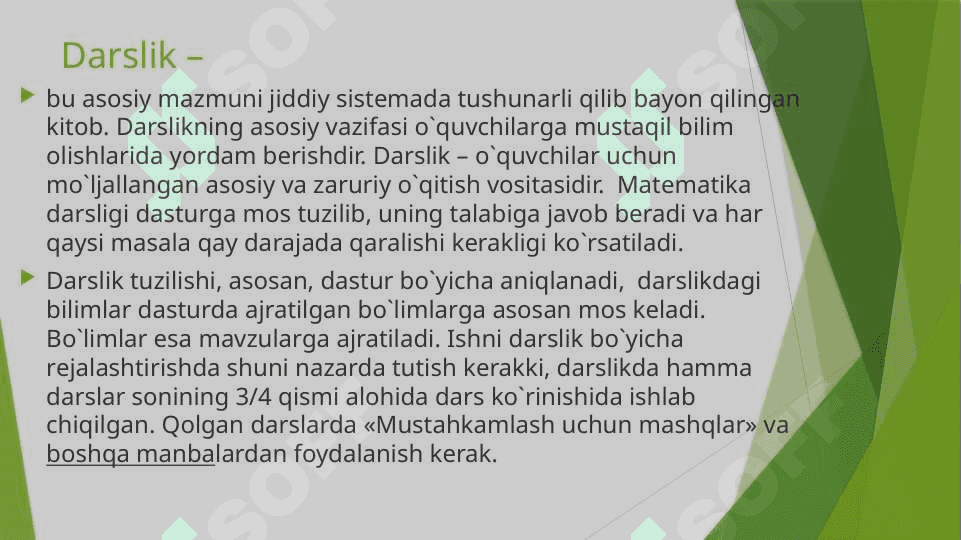MATEMATIKADAN BOSHLANG’ICH SINFLAR UCHUN DARSLIKLAR 5
