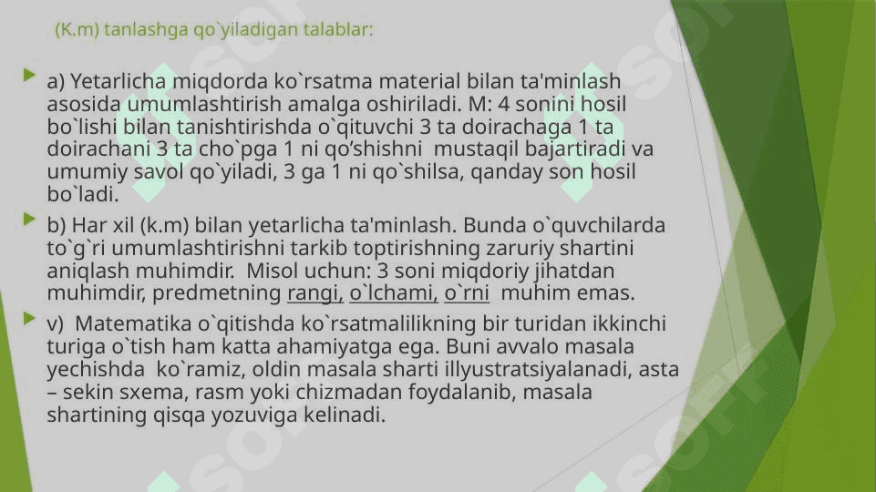 MATEMATIKADAN BOSHLANG’ICH SINFLAR UCHUN DARSLIKLAR 8