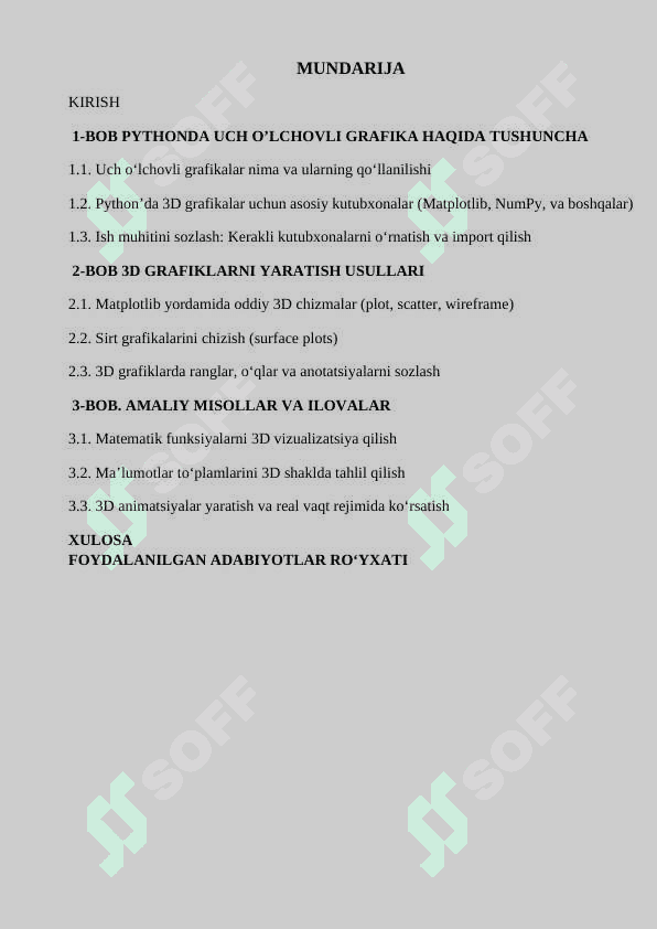 PYTHONDA UCH O’LCHOVLI GRAFIKA. Kurs ishi 2