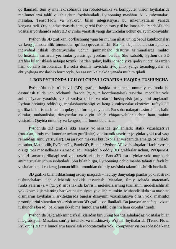 PYTHONDA UCH O’LCHOVLI GRAFIKA. Kurs ishi 5