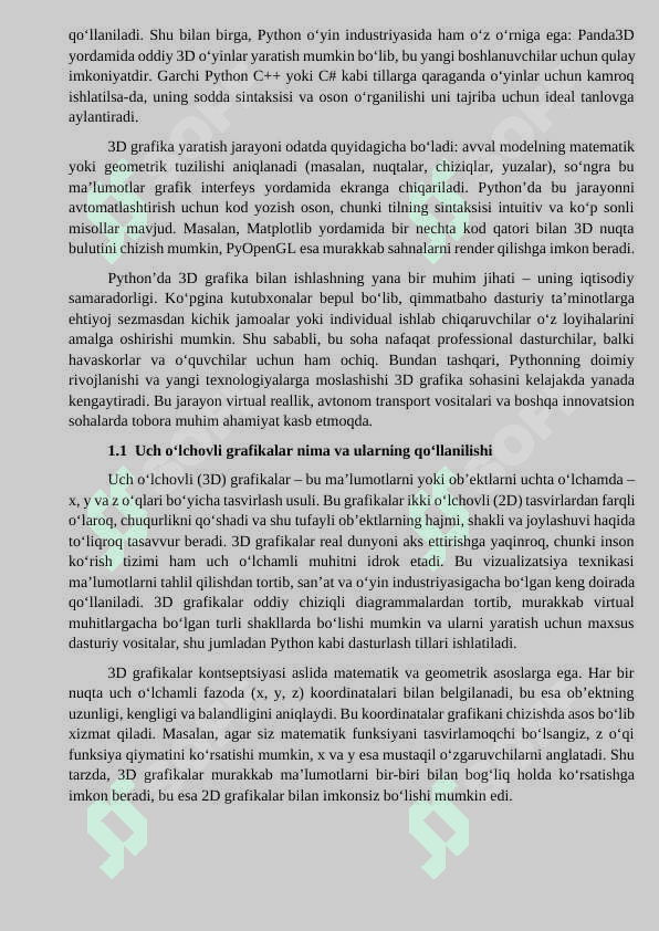 PYTHONDA UCH O’LCHOVLI GRAFIKA. Kurs ishi 6