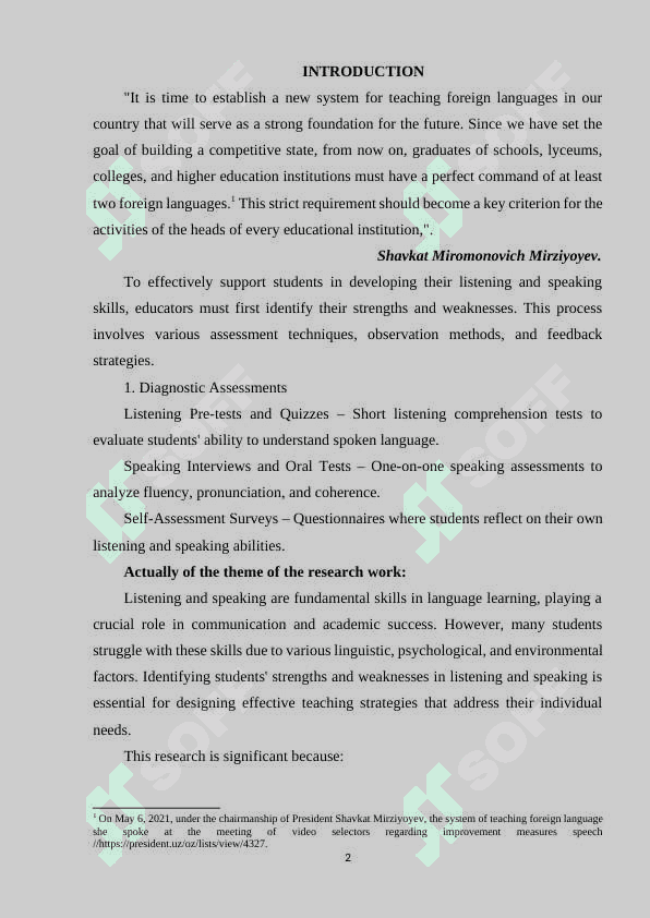 THE WAYS OF IDENTIFYING STUDENTS' STRENGTHS AND WEAKNESSES IN LISTENING AND SPEAKING 2