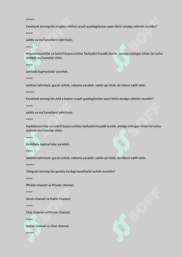 informatika 200 ta savol javobi bilan 6