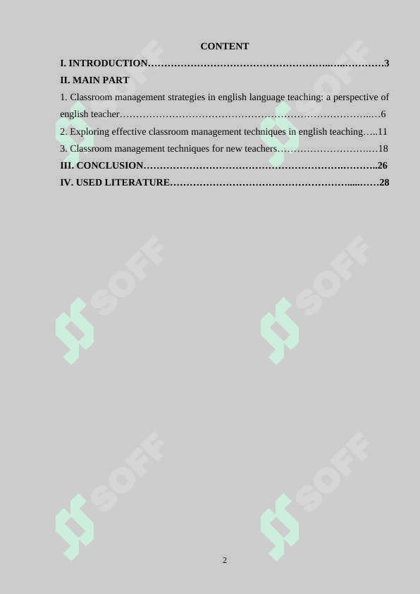 EFFECTIVE CLASSROOM MANAGEMENT TECHNIQUES FOR LANGUAGE TEACHERS IN ELEMENTARY EDUCATION 2