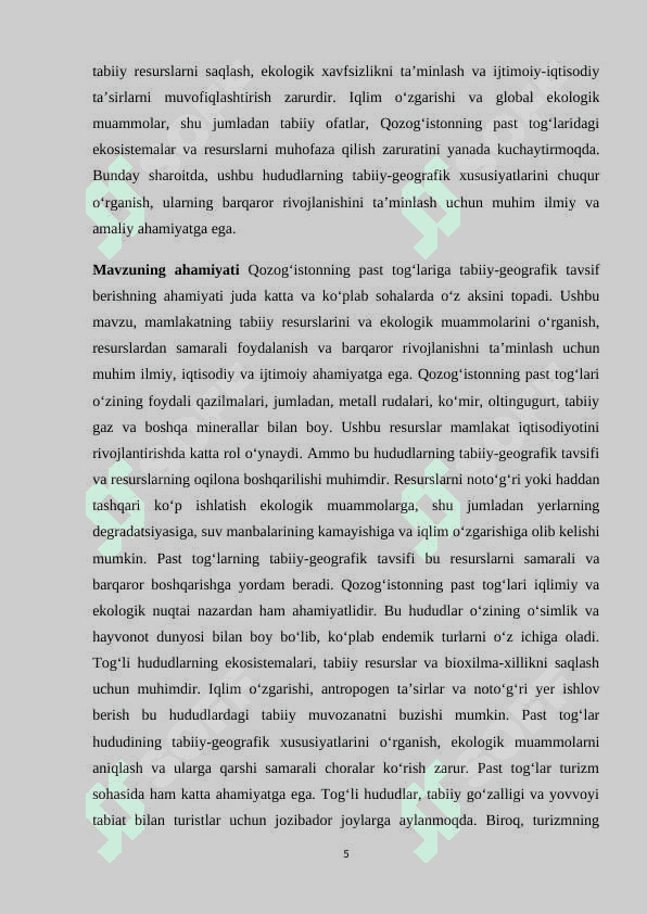 Qozogʻiston past togʻlariga tabiiy geografik tavsif 5