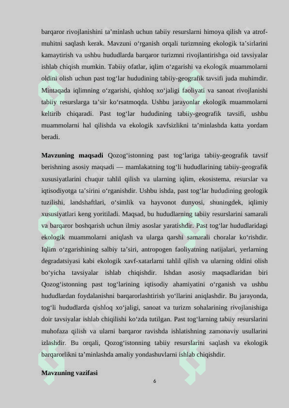 Qozogʻiston past togʻlariga tabiiy geografik tavsif 6