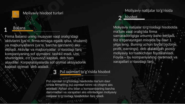 Moliyaviy hisobotlar va ularning korxona faoliyatini baholashda tutgan o‘rni. 4