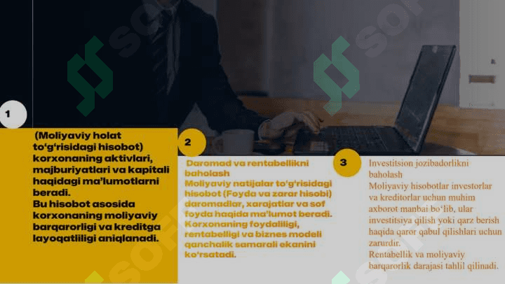 Moliyaviy hisobotlar va ularning korxona faoliyatini baholashda tutgan o‘rni. 7