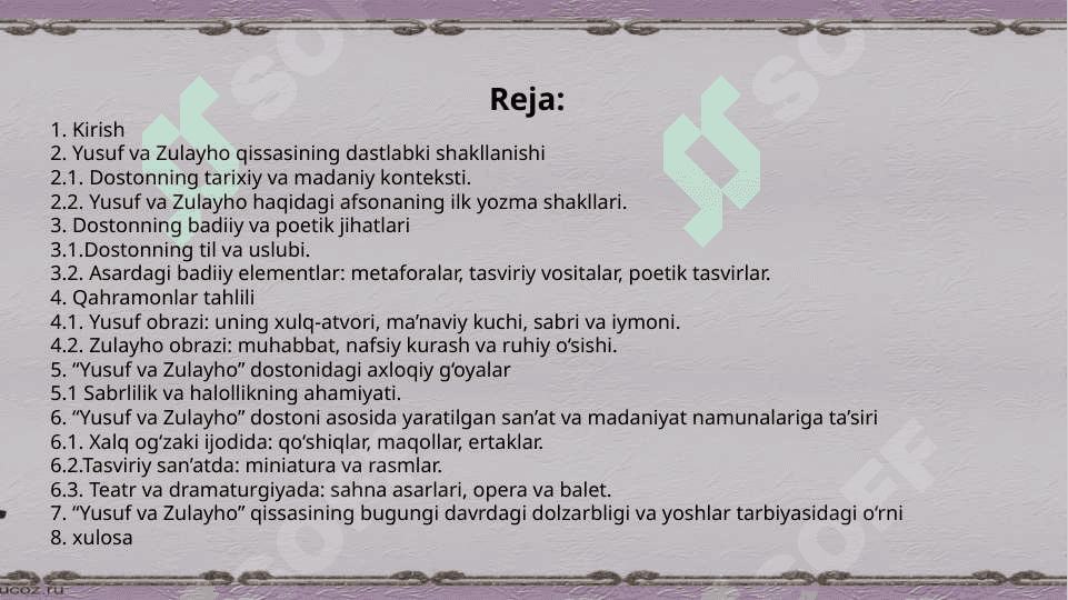 Yusuf va Zulayho turkumidagi dostonlar 2