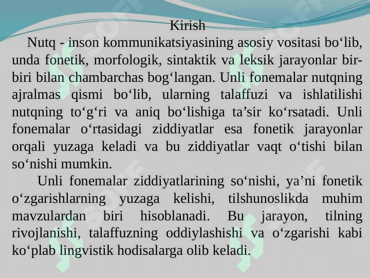 Nutqda unli fonemalar ziddiyatlarining soʻnishi 3