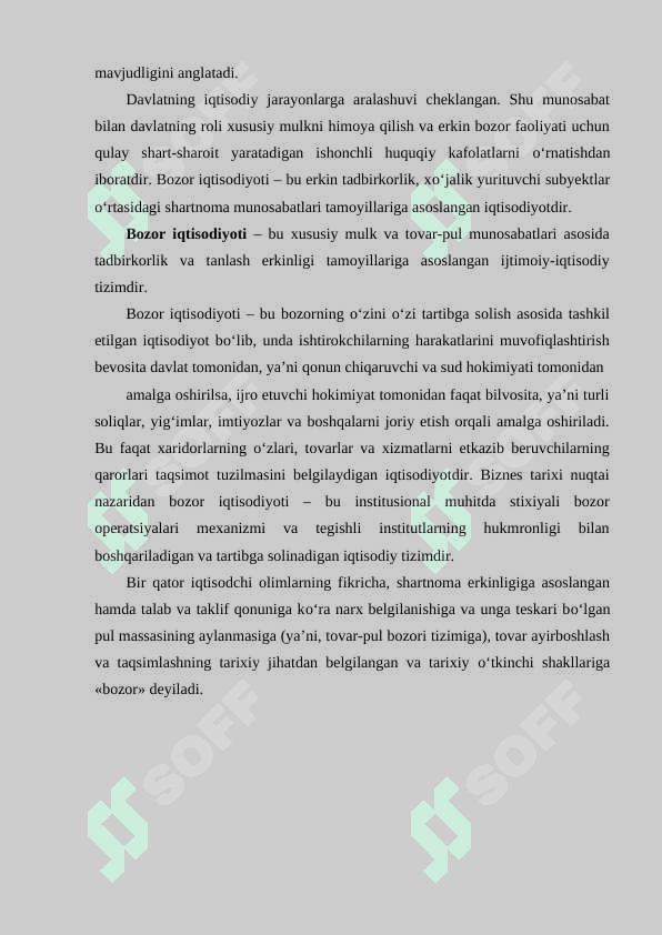 Bozor iqtisodiyotiga o’tish davri va uning O'zbekistondagi xususiyatlari 3