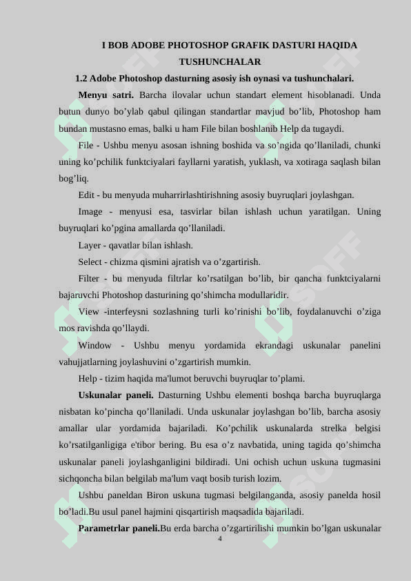 Adobe Photoshop dasturning oynalari bilan ishlash 4