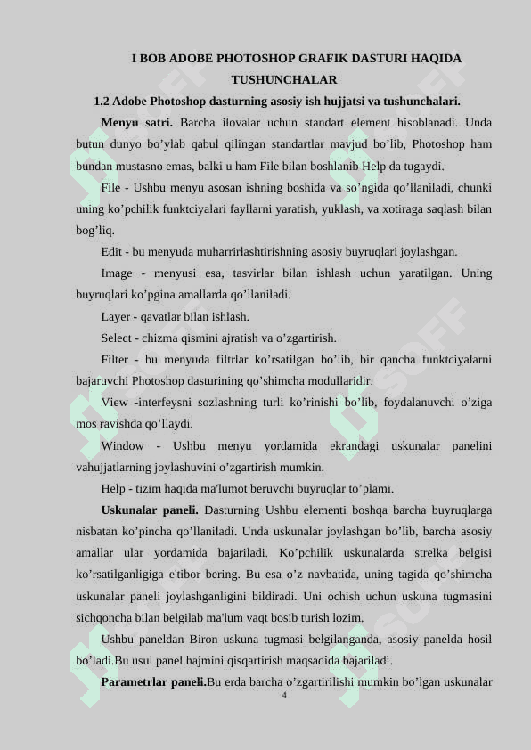 ADOBE PHOTOSHOP DASTURNING HUJJATLAR BILAN ISHLASH 4