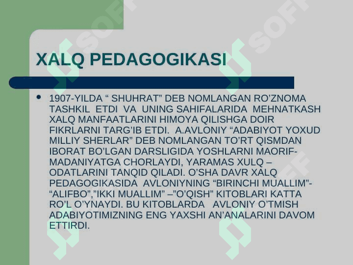 Abdulla Avloniy va Munavvar Qori Abdurashidxonovlarning pedagogik ta`limoti 7
