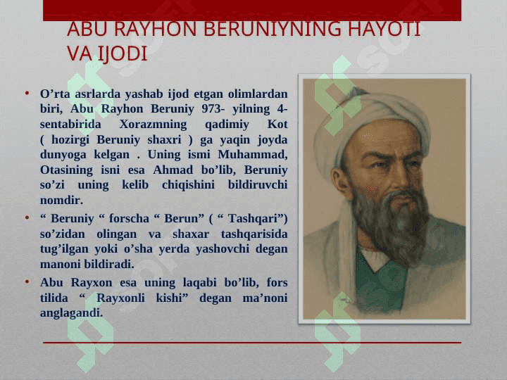 Abu Rayxon Beruniy hayoti va ilmiy faoliyati 3