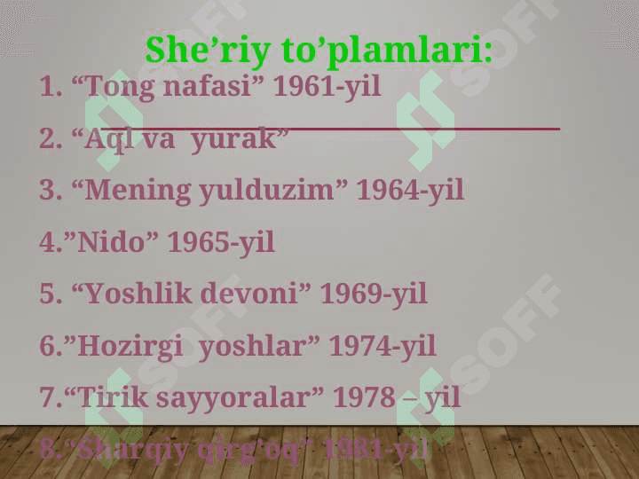 Erkin Vohidovning hayoti va ijodi. She’riyati 6