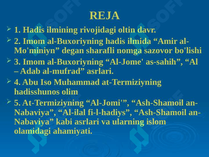 IMOM AL-BUXORIY VA ABU ISO MUHAMMAD AT-TERMIZIYLARNING HAYOTI VA ILMIY MEROSI 2
