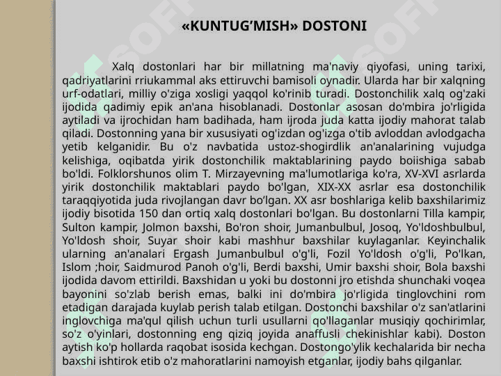 kUNTUG’MISH” DOSTONI 2