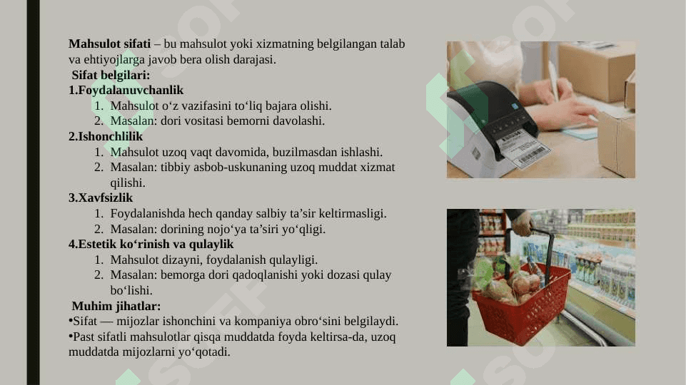 Xarajat va maxsulot sifatini bog'lanishi 3