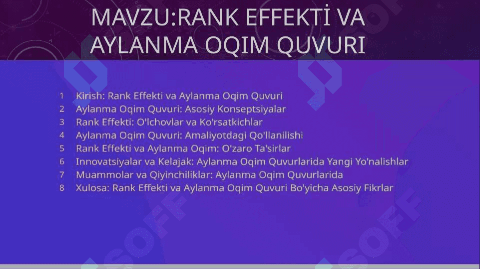 RANK EFFEKTİ VA AYLANMA OQIM QUVURI 2