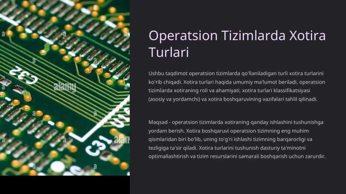 Operatsion Tizimlarda Xotira Turlari