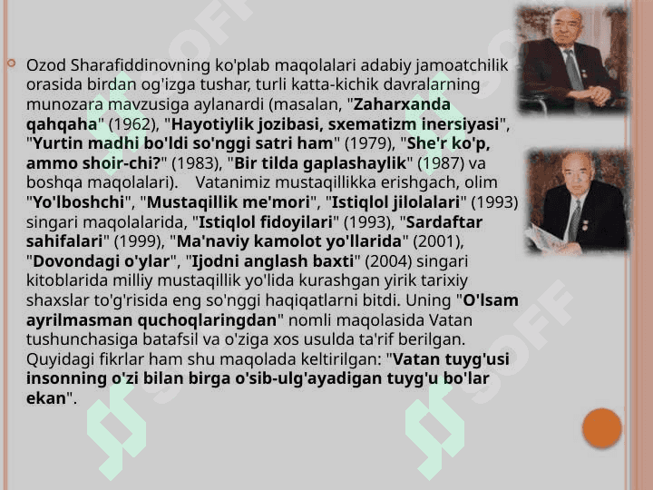 Ozod  Sharafiddinovning hayoti va ijodi 5