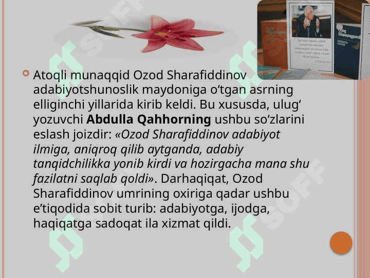 Ozod  Sharafiddinovning hayoti va ijodi 6