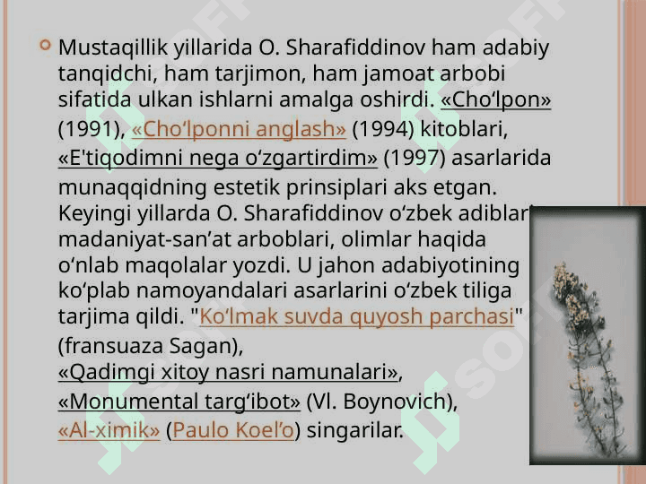 Ozod  Sharafiddinovning hayoti va ijodi 8