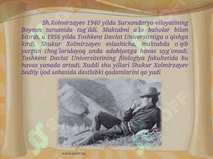 Shukur Xolmirzayev  hayoti va ijodi 4