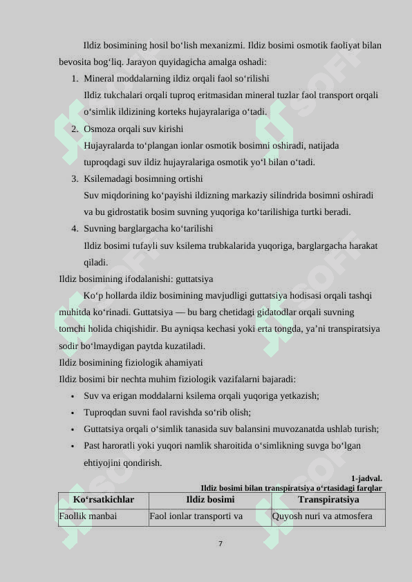 Ildizbosimi,guttatsiya,transpirasiya  va ularning fiziologik ahamiyati 7