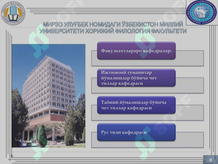 Мирзо Улуғбек номидаги Ўзбекистон Миллий университети 8