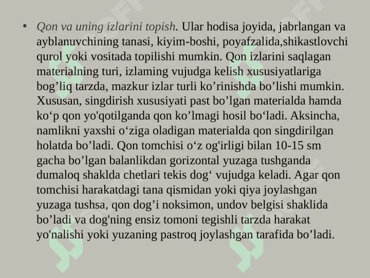 Qon va uning dog’larini sud-tibbiy tekshirish 2